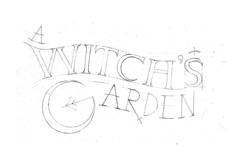 Logo design sketch for A Witch's Garden by Owlstation 2022