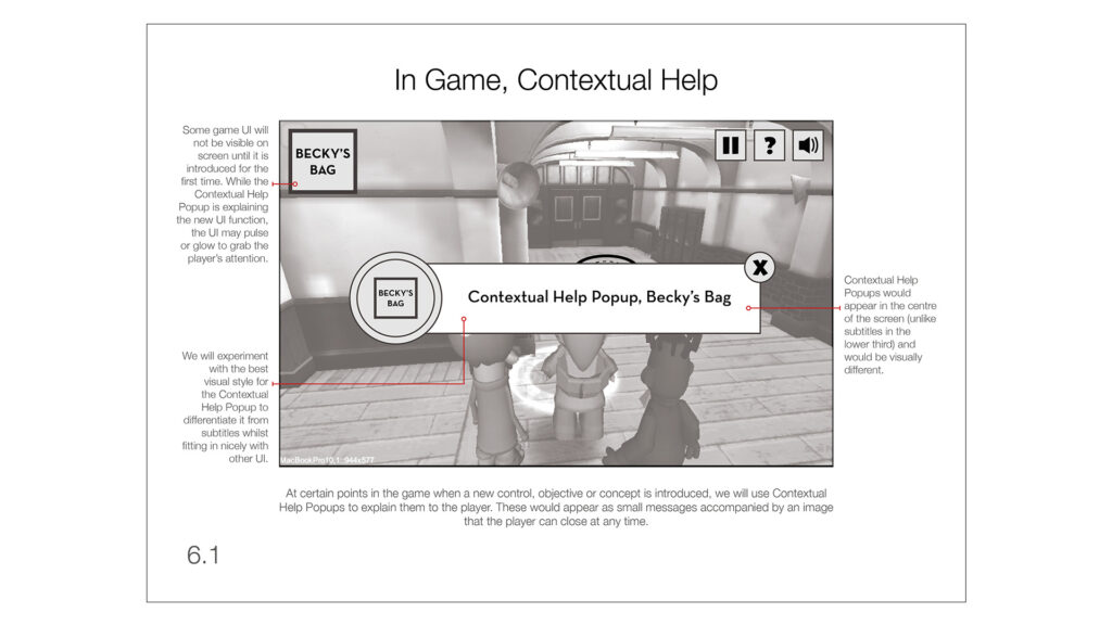 Wireframe exploring contextual help popups